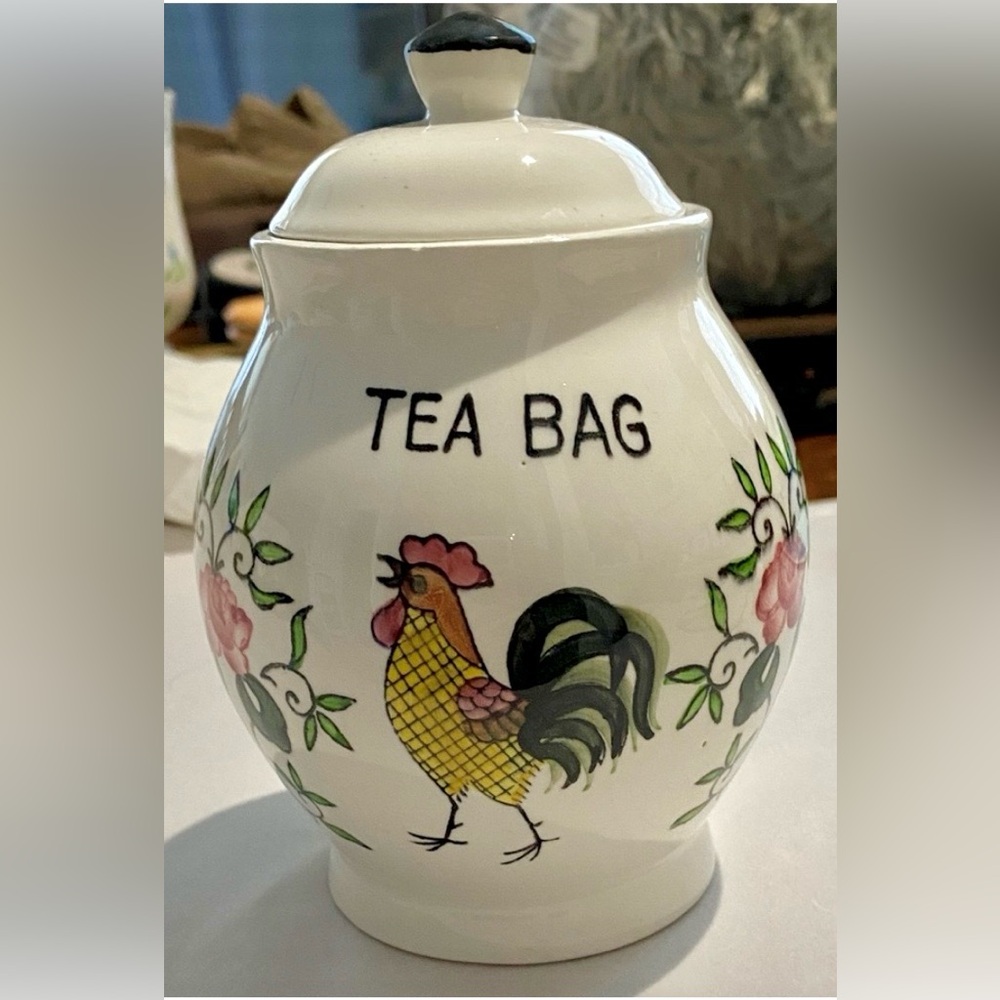 Chicken Tea Bag Jar W/Cork in Top For Fresh Tea Bags. Vintage Made in Japan. EUC